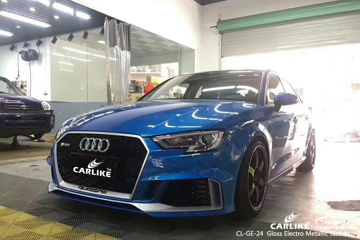 CARLIKE CL-GE-24 gloss electro metallic jazz blue auto wrap film Grand Est France
