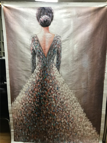 Knife Paintings Slim Lady Dress Elegant Woman Backs