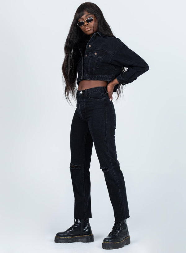 attica knee rip denim jeans black