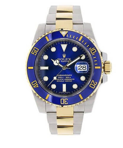 Rolex Submariner Stainless Steel Yellow Gold Blue Dial Watch