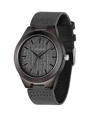 Bymax handgefertigte analoge Quarz-Armbanduhr aus Holz im Vintage-Stil