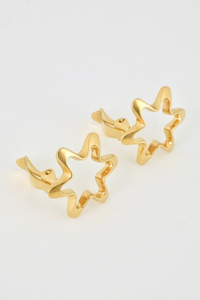 vintage georg jensen 18k yellow gold star clip earrings design
