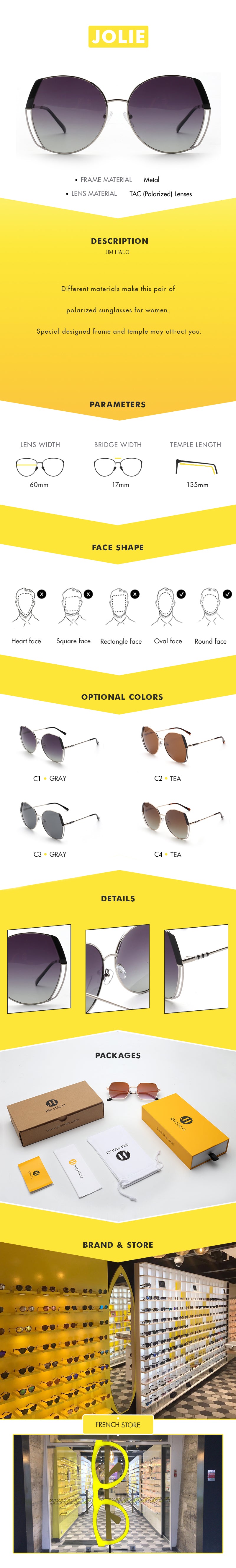 Different materials make this pair of polarized sunglasses for women. Special designed frame and temple may attract you.
