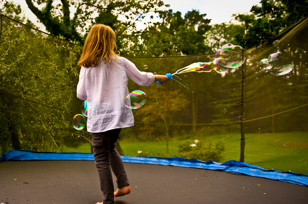 Blow Bubbles on Zupapa Trampolines