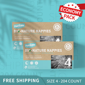Organic Bamboo Disposable Eco Baby Nappies size 4 (9-14kg) 102 Count