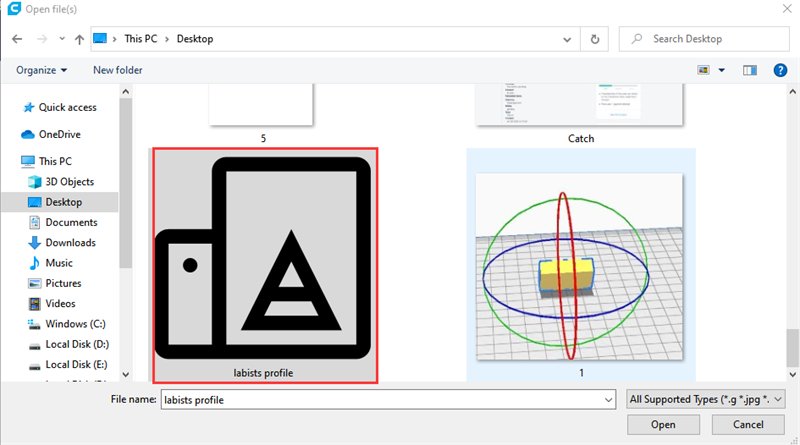 select the labists profile.3mf file