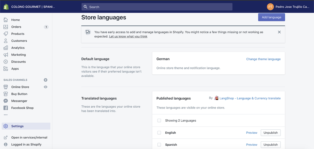 Shopify商店新增多语种翻译功能