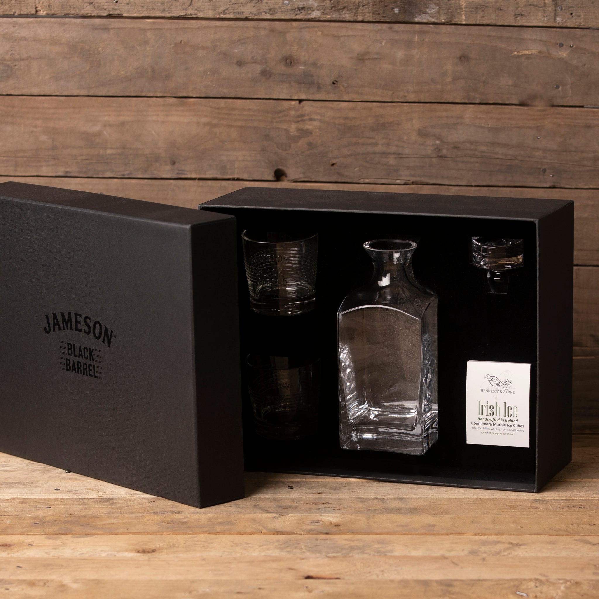 jameson black barrel engraved decanter gift set