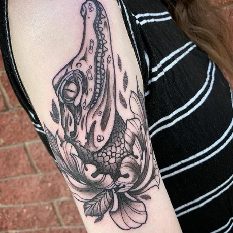crocodile plant sleeve tattoo for men and women
