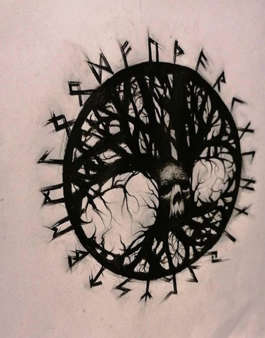 tree of life tattoo with skull for men and women