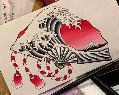 Japanese water and wave tattoo