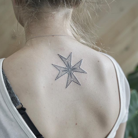 Maltese Cross Tattoo on back