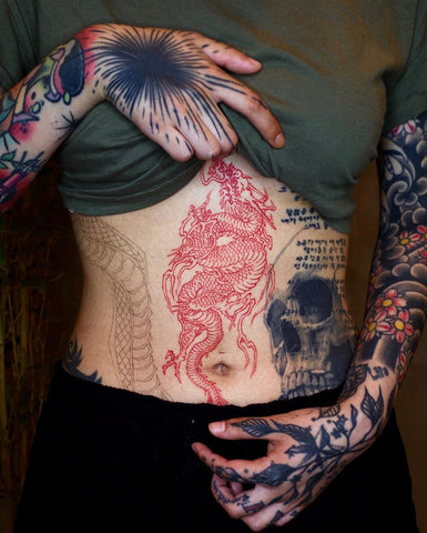 dragon stomach tattoo