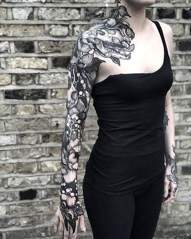 flower sleeve tattoo
