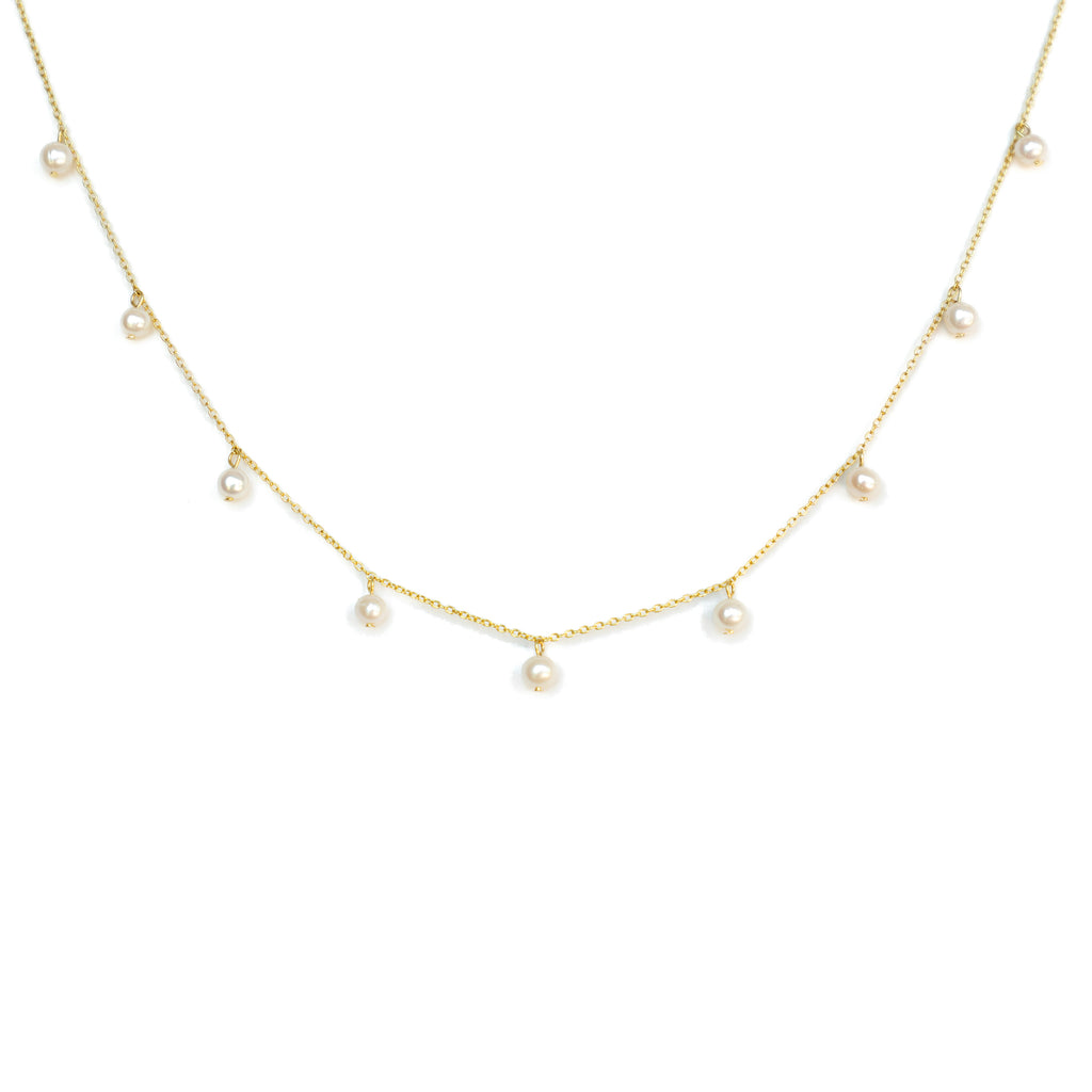Antique White Dangle Pearl Necklace