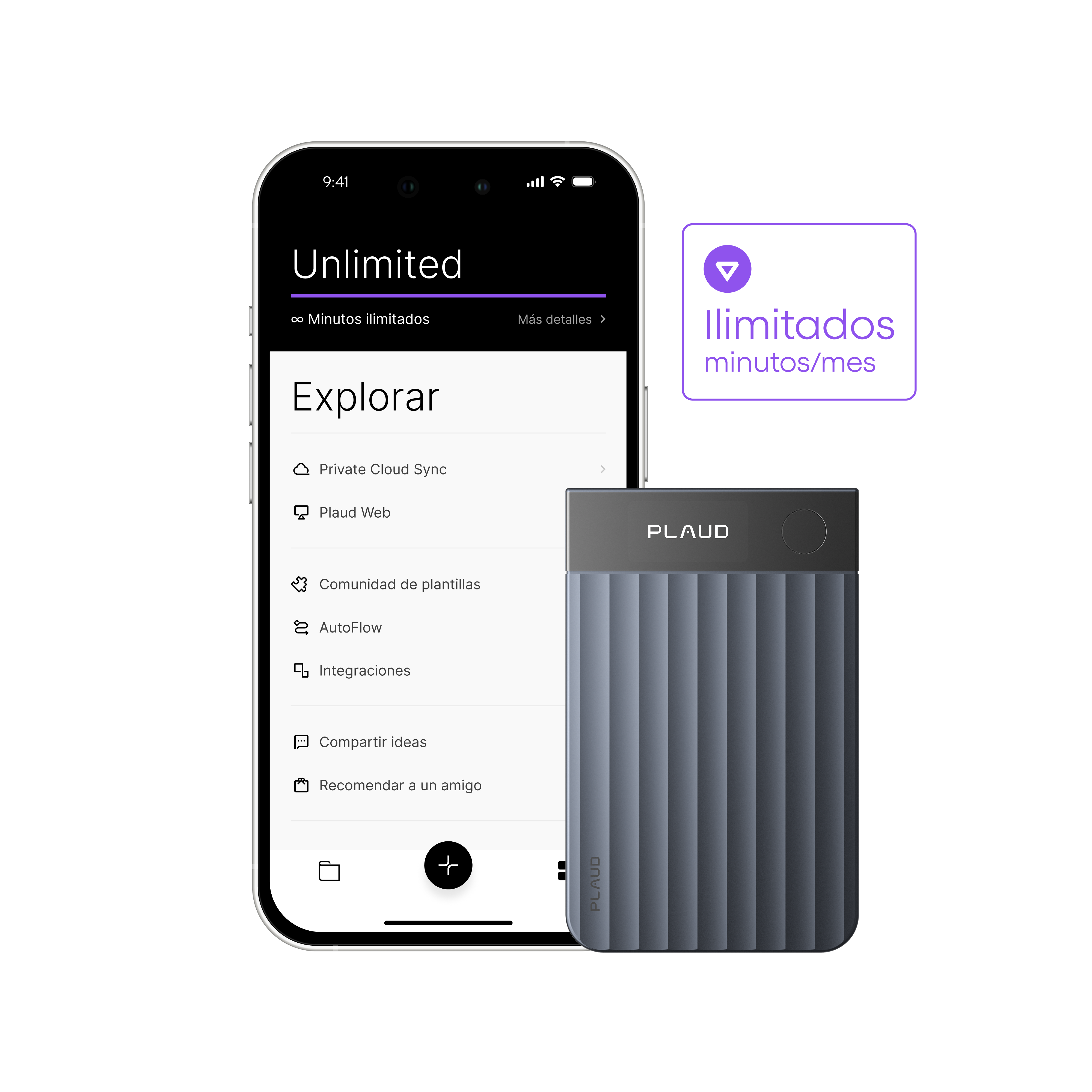 Plaud Note Pro y Suscripción Ilimitado Anual a Plaud AI