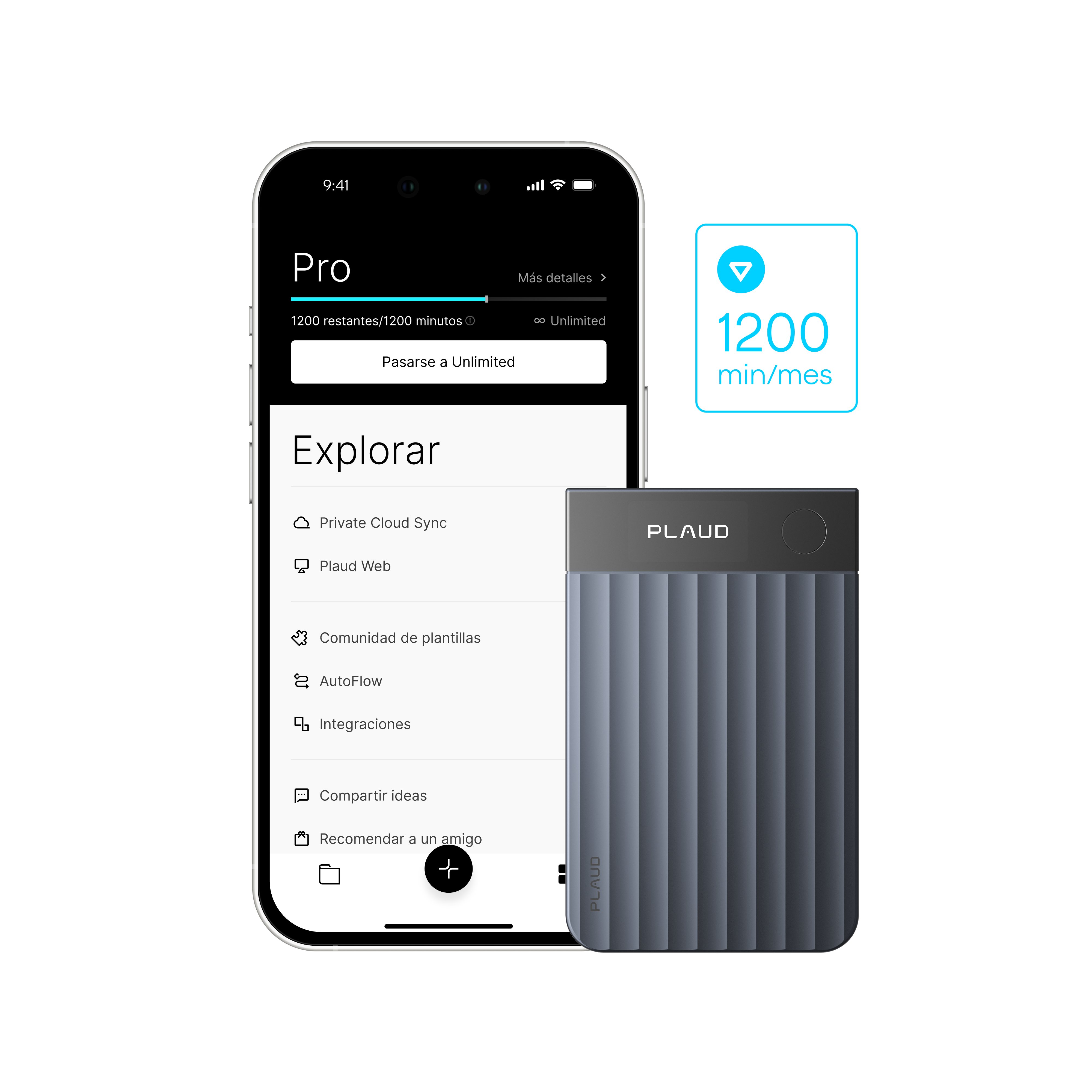 Plaud Note Pro y Suscripción Pro Anual a Plaud AI