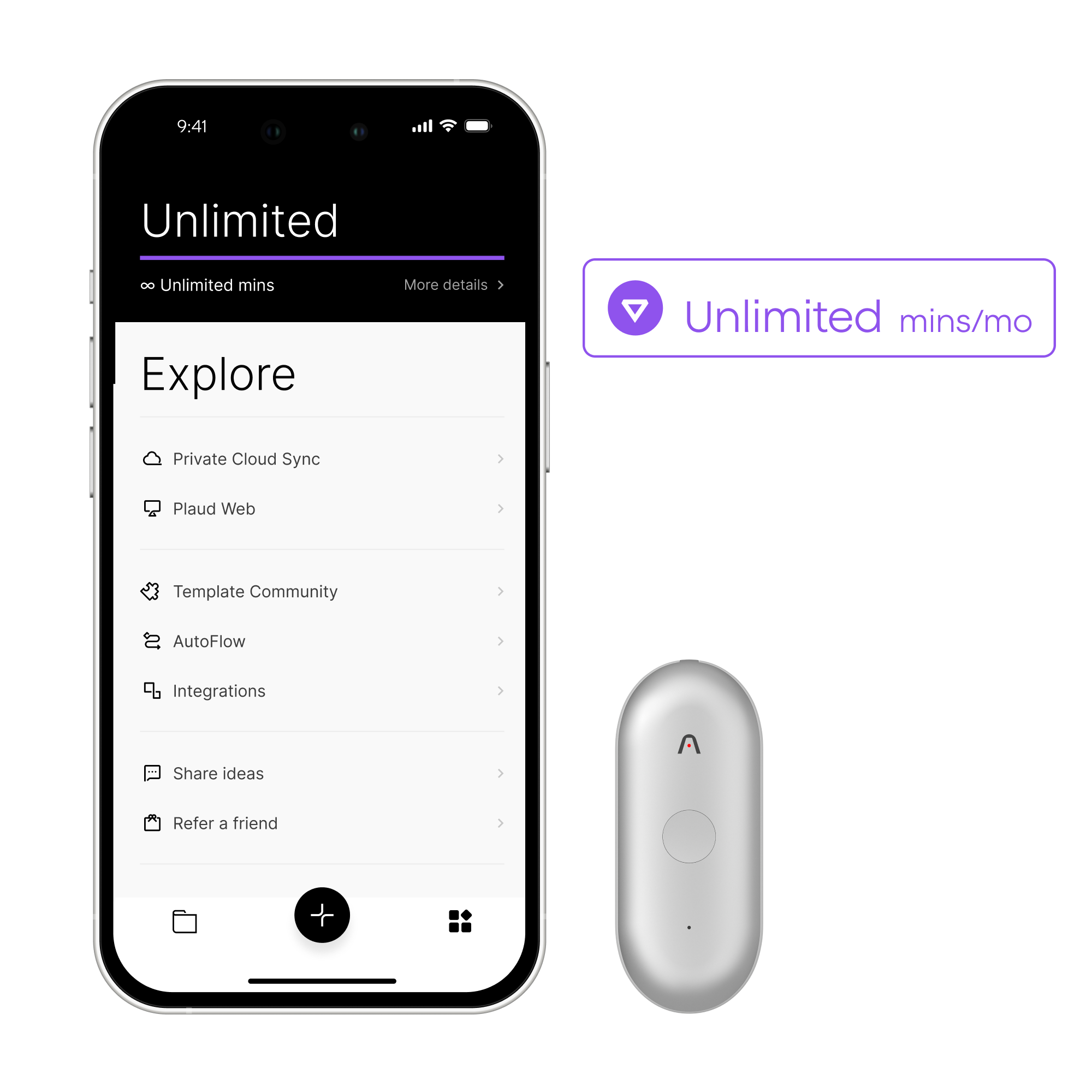 Plaud NotePin S & AI Annual Unlimited Plan