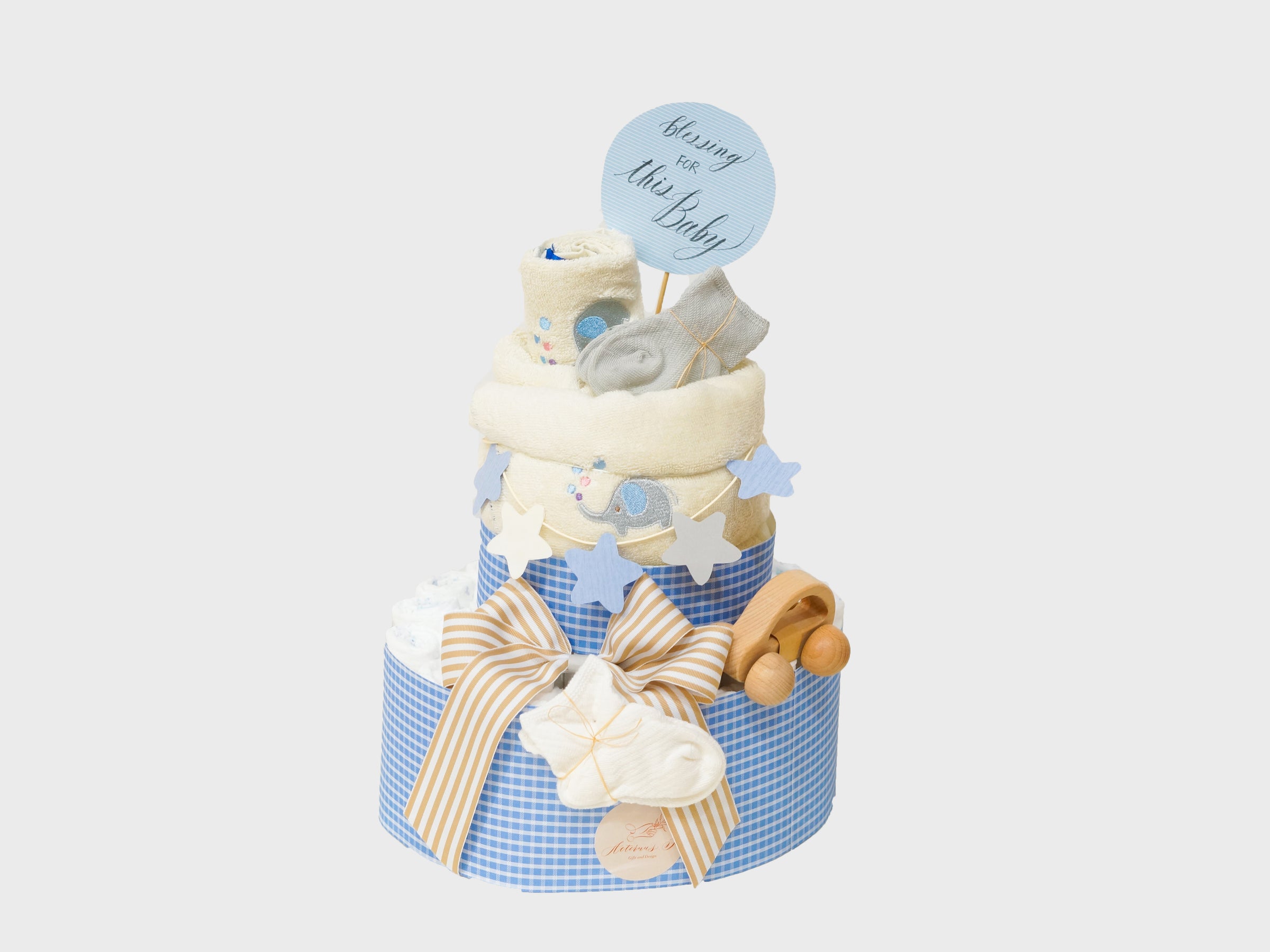 蓝色小象婴儿尿片蛋糕 | gift hampers macau