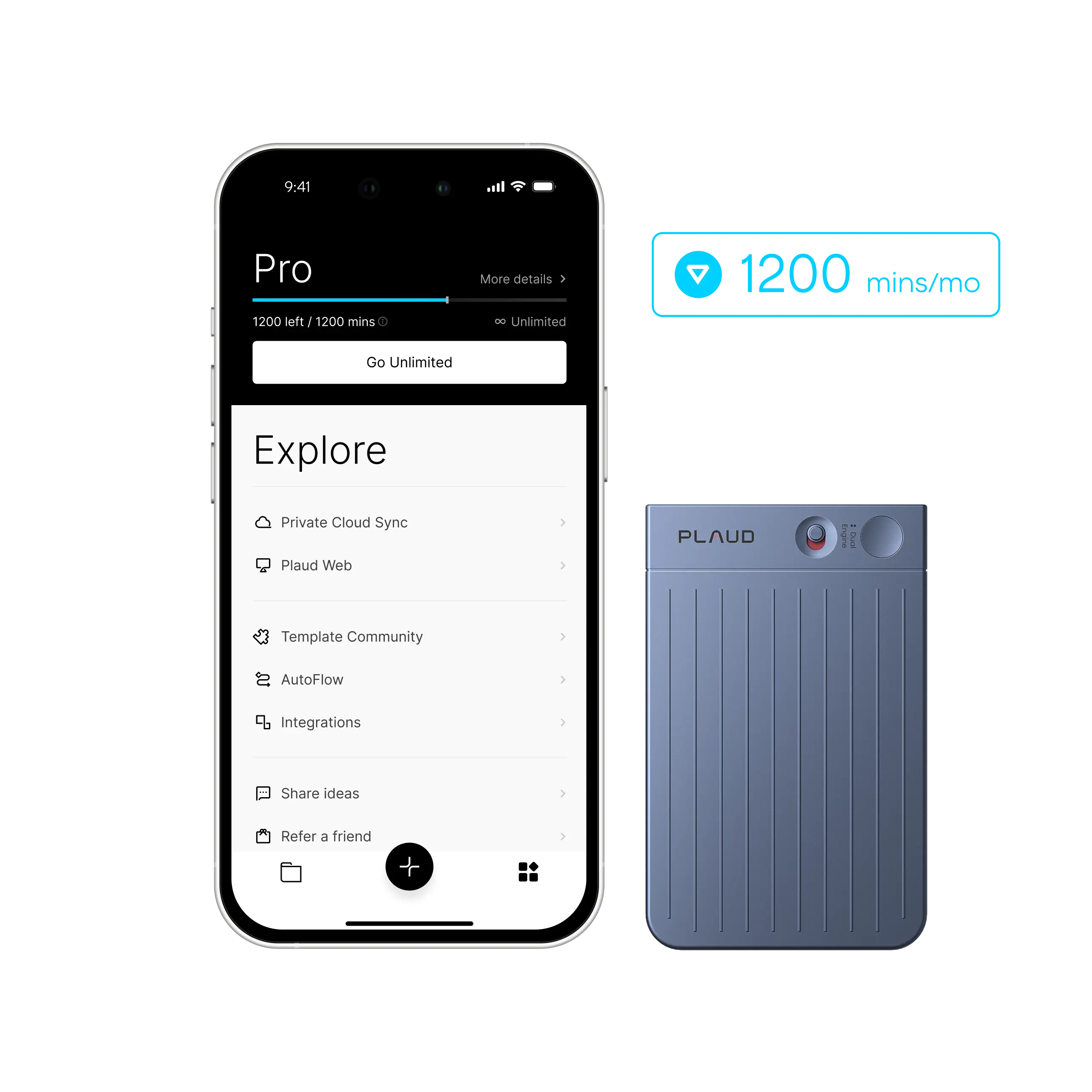 แพ็กเกจ Plaud Note & AI รายปี Pro