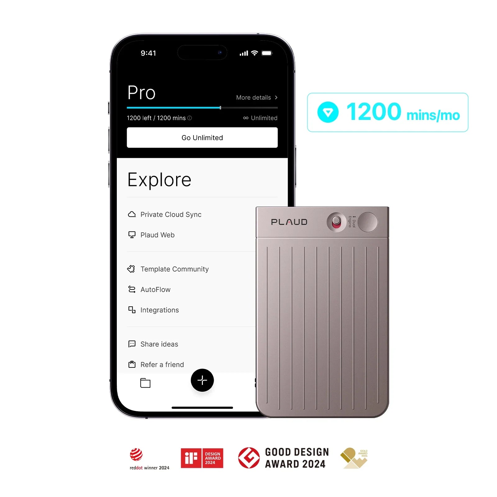 แพ็กเกจ Plaud Note & AI รายปี Pro