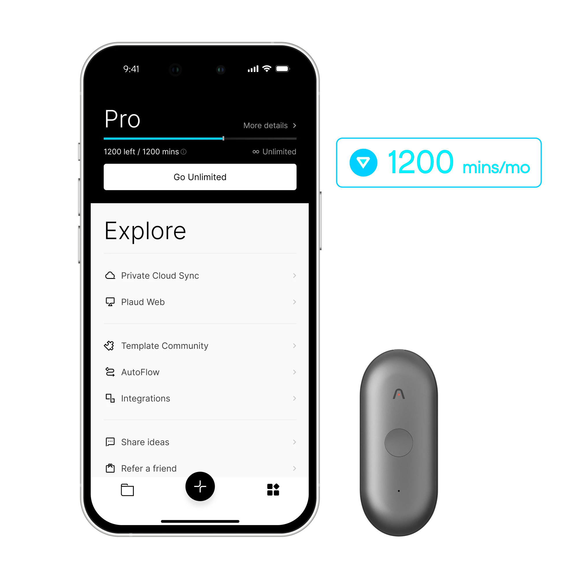 Plaud NotePin S + Forfait annuel Pro