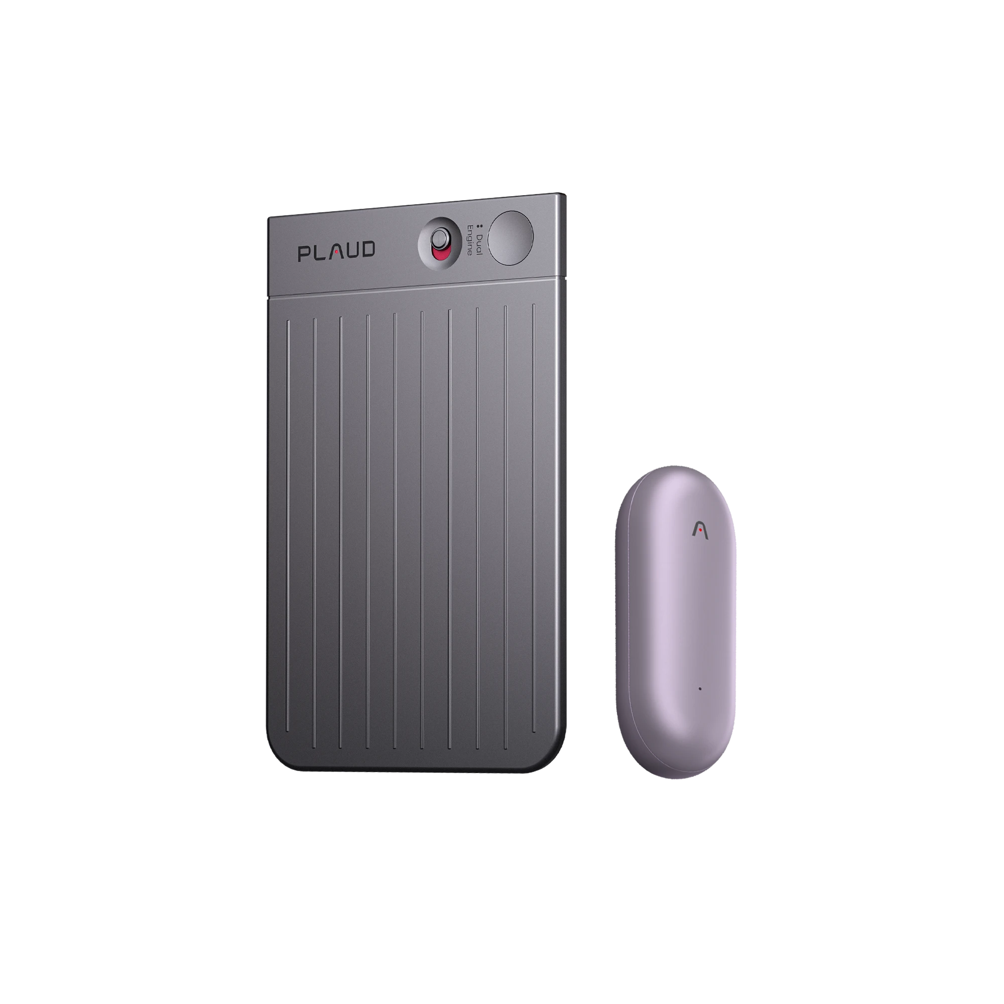 Gray Plaud Note and purple Plaud NotePin AI voice recorders side by side.