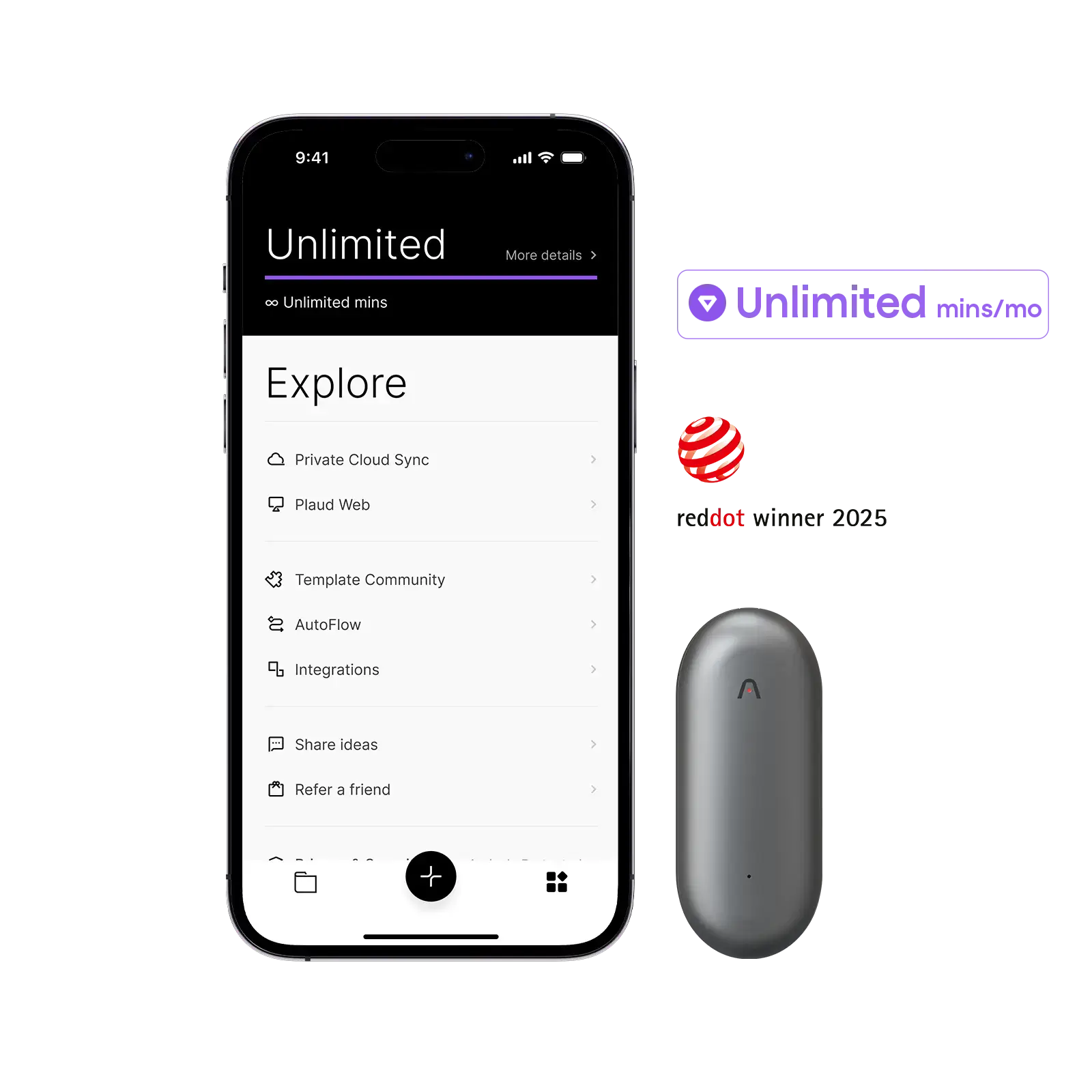 Plaud NotePin & AI Annual Unlimited Plan