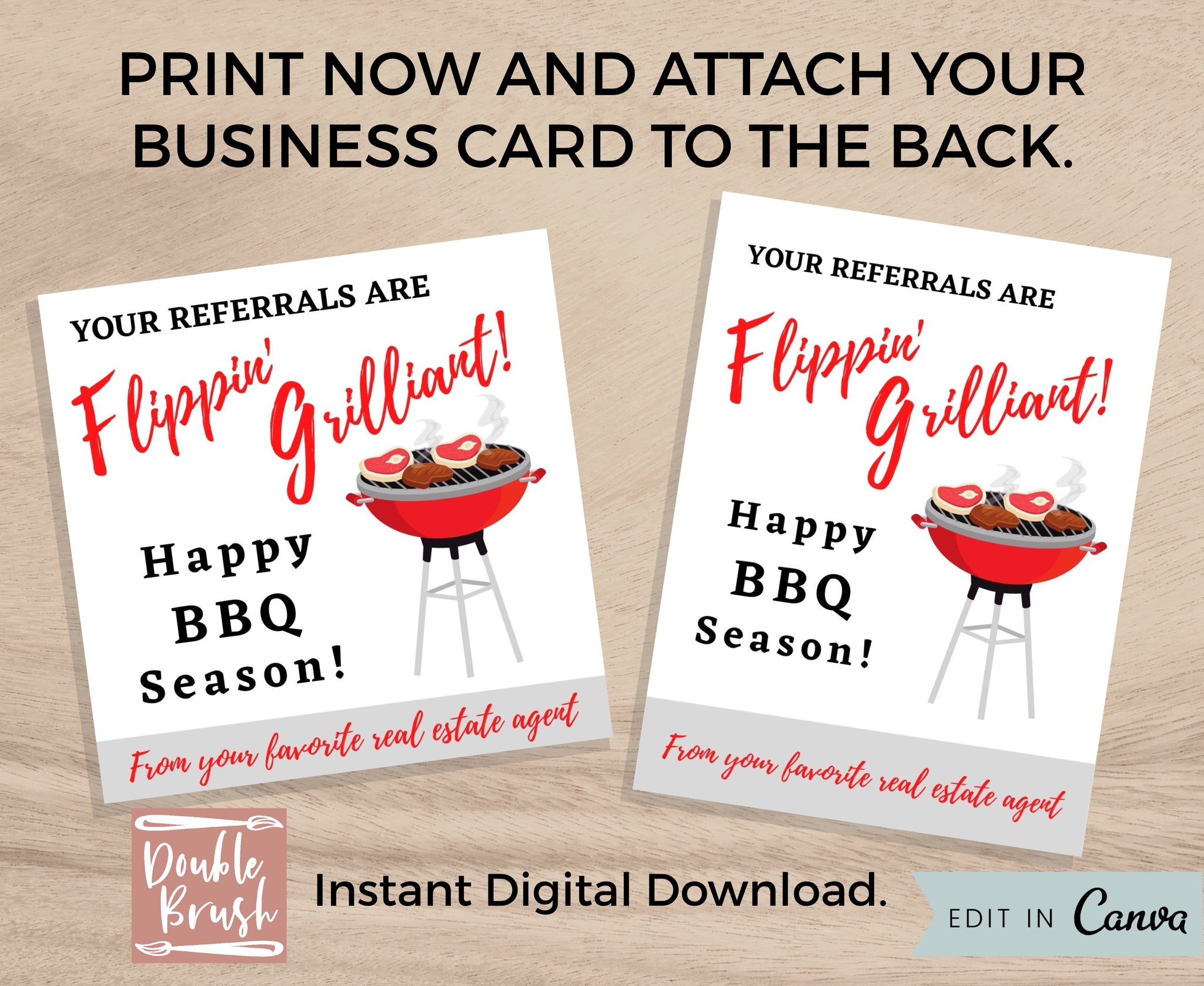 bbq pop by tags, printable real estate marketing gift tag for