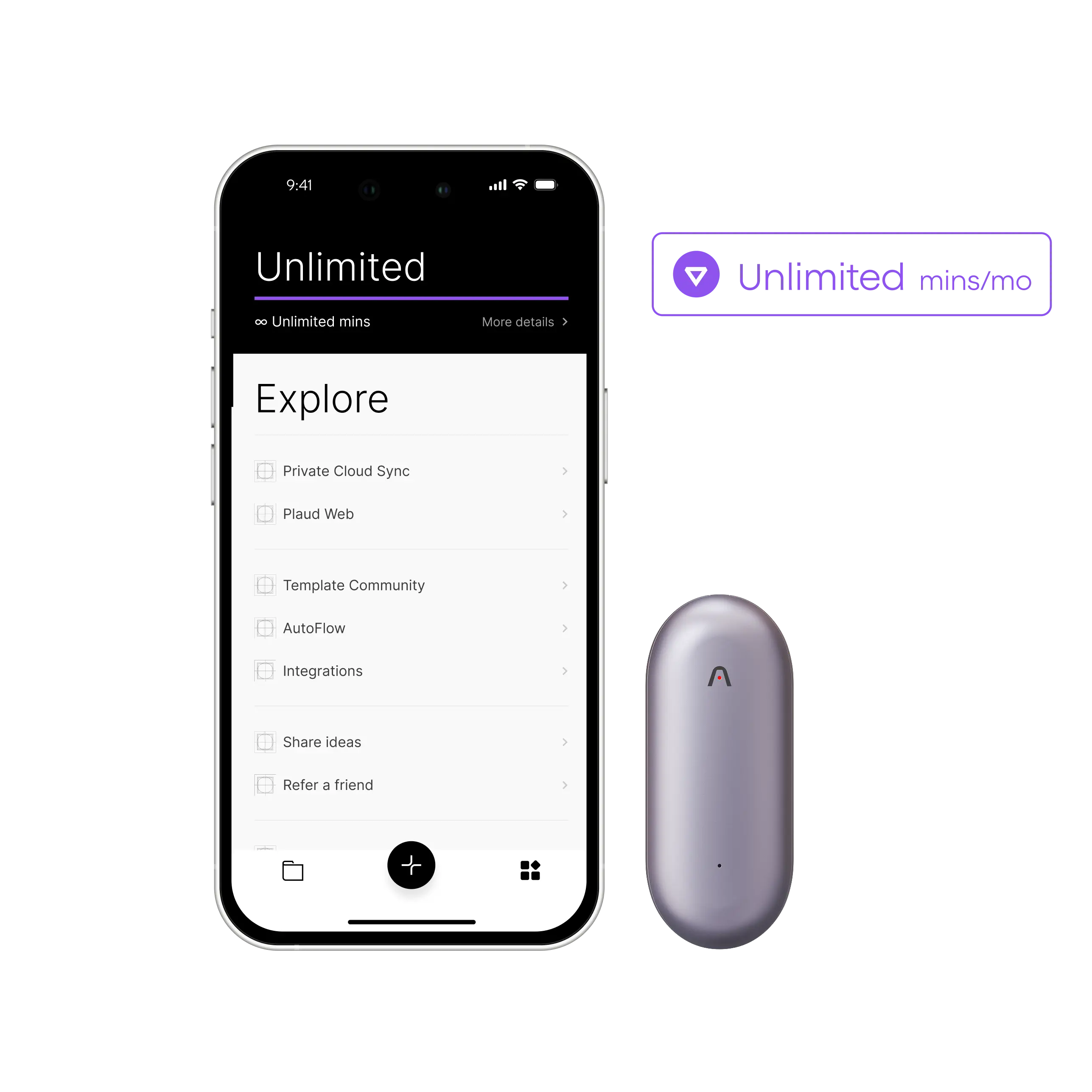 Plaud NotePin + Plan Unlimited Anual de Plaud AI