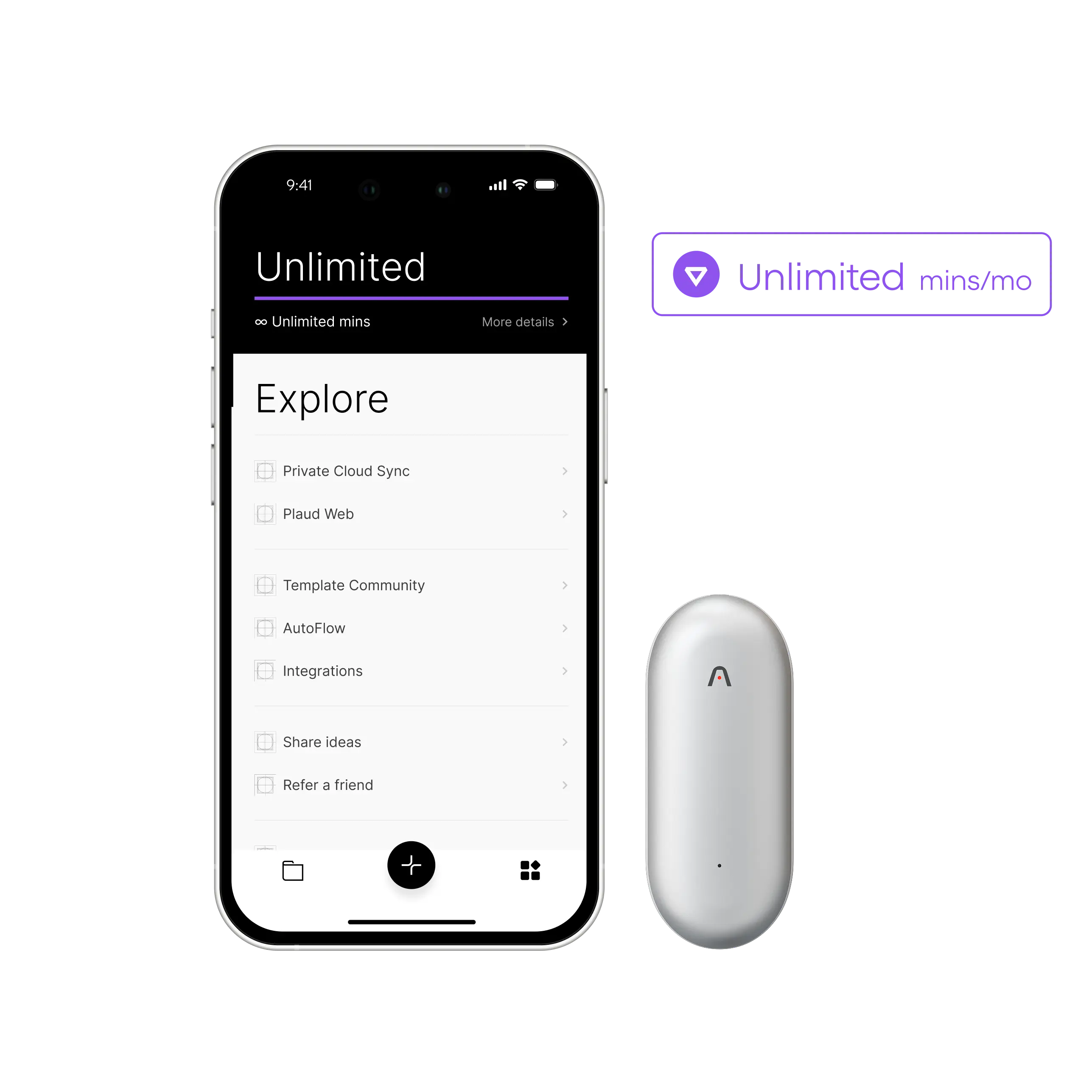 Plaud NotePin + Plan Unlimited Anual de Plaud AI
