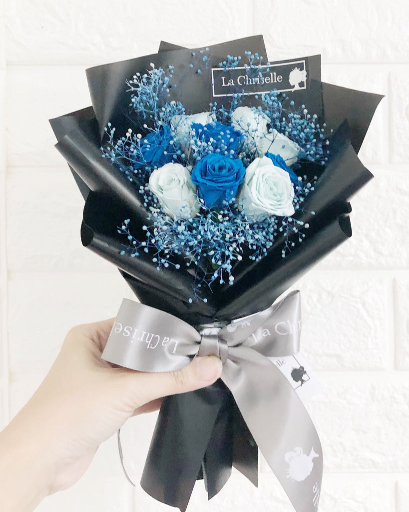 roseisblue,bluerose le petit forever love preserved blue rose flower bouquet
