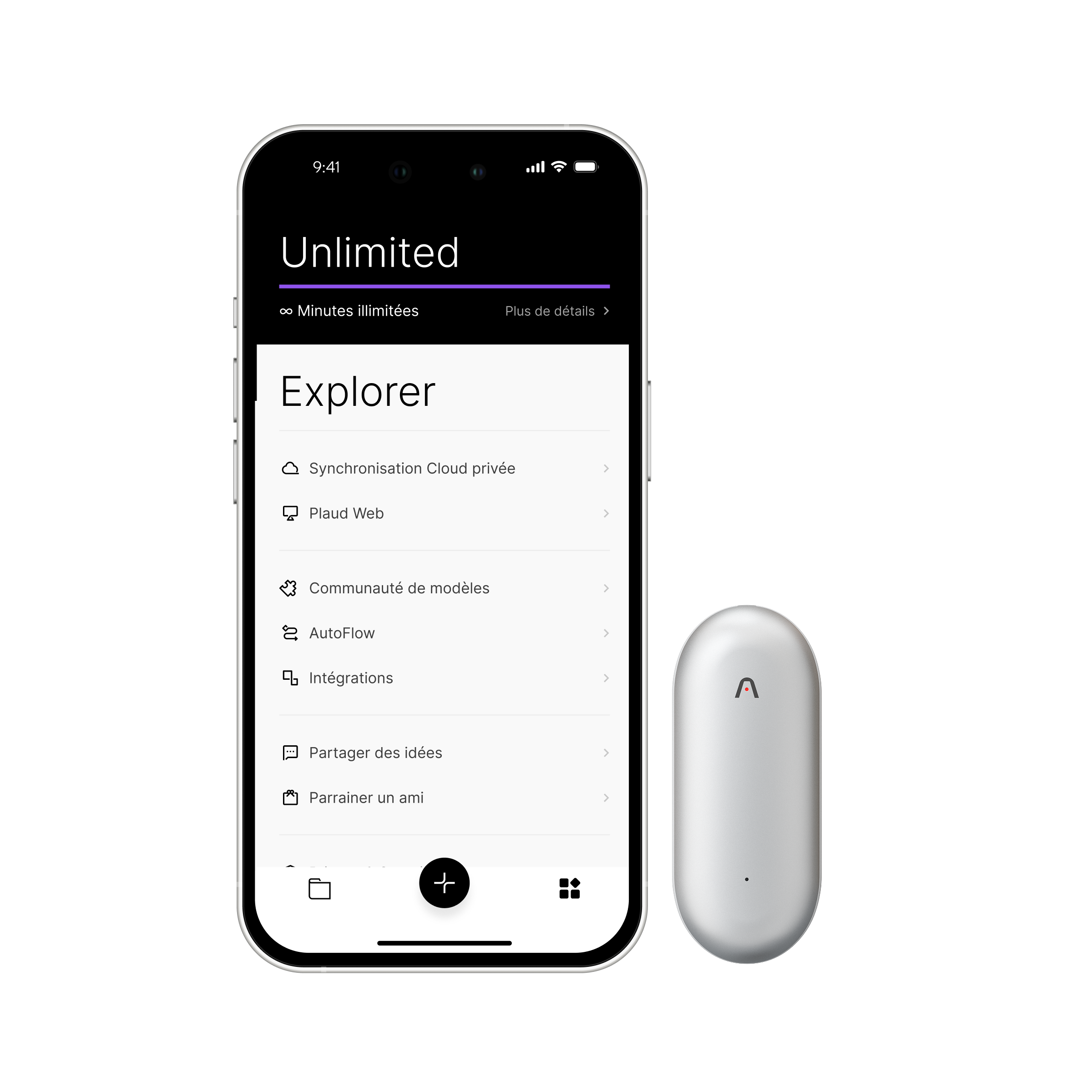 Plaud NotePin + Abonnement Annuel à l’Unlimited Plan IA