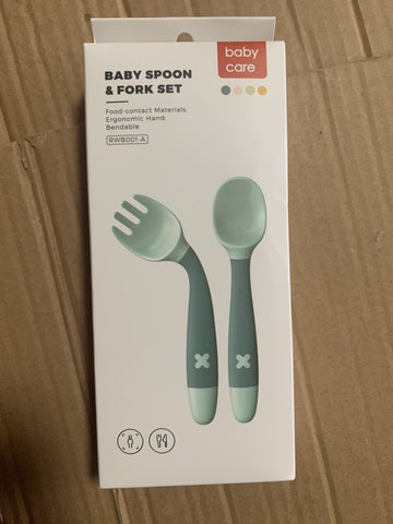 亮亮妈转运到英国的婴儿宝宝用的弯弯勺子叉子套装