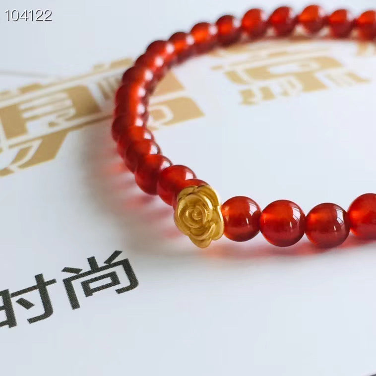 金玫瑰红玛瑙石手链手串red agate gold cloud bracelet