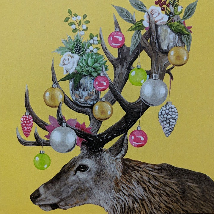 greeting card christmas deer baubles