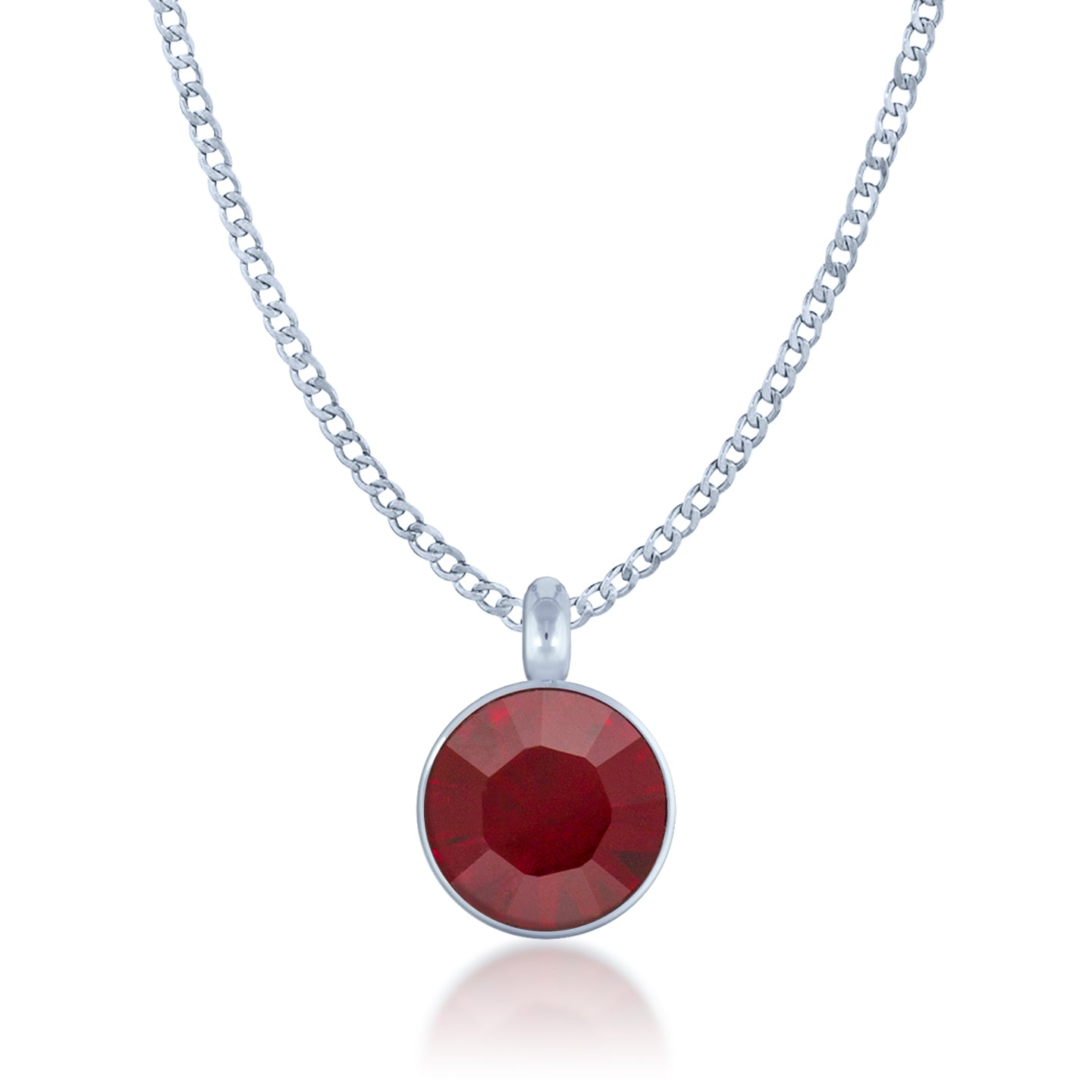 bella pendant necklace with red siam round crystals from
