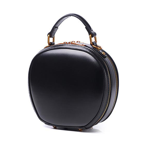 circle leather handbag round leather purse leather round bag