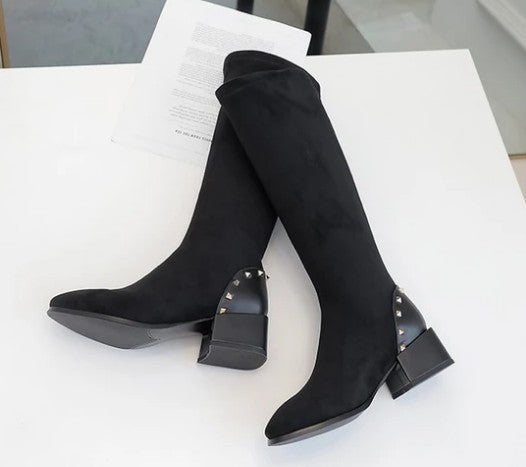 Petite Feet Block Heel Mid Calf Boots