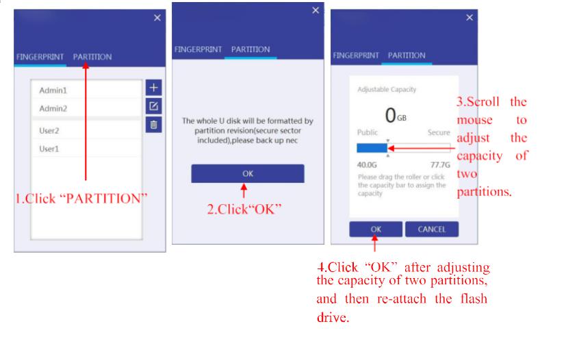 Partition of the Fingerprint Flash Drive
