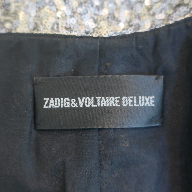 Zadig & Voltaire Emilie Sequined Vest Silver/Gold Size Medium