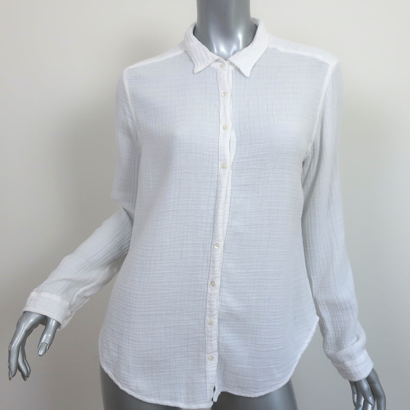 Xirena Scout Button Down Shirt White Cotton Gauze Size Medium Long Sleeve Top