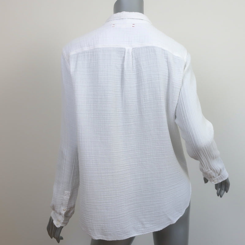 Xirena Scout Button Down Shirt White Cotton Gauze Size Medium Long Sleeve Top