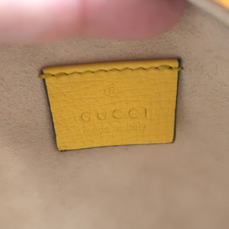Gucci Ophidia GG Flora Round Mini Crossbody Bag Yellow Leather