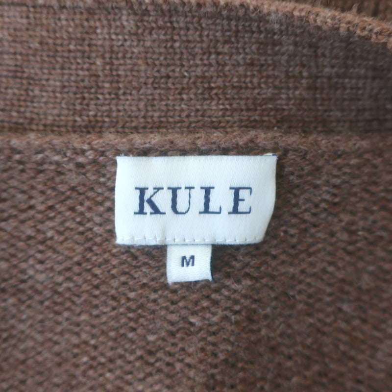 Kule The Raffa Striped Cardigan Brown Wool-Cashmere Size Medium V-Neck Sweater