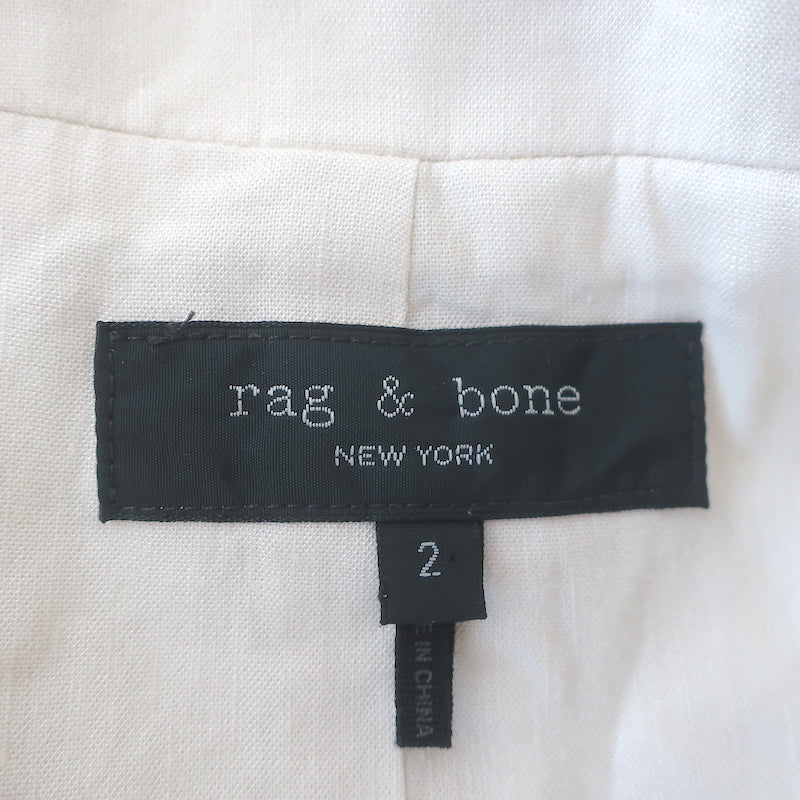 Rag & Bone Margot Blazer Ecru Stretch Linen Size 2 One-Button Jacket