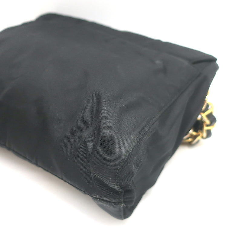 Prada Chain Strap Crossbody Small Flap Bag Black Nylon