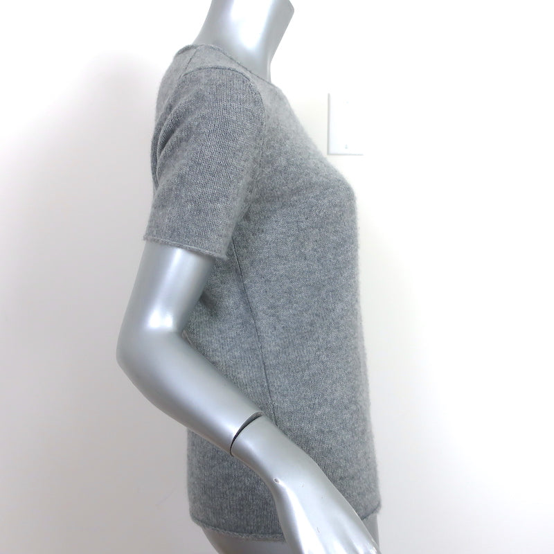 Theory Tolleree Cashmere Tee Light Gray Size Small Short Sleeve Sweater