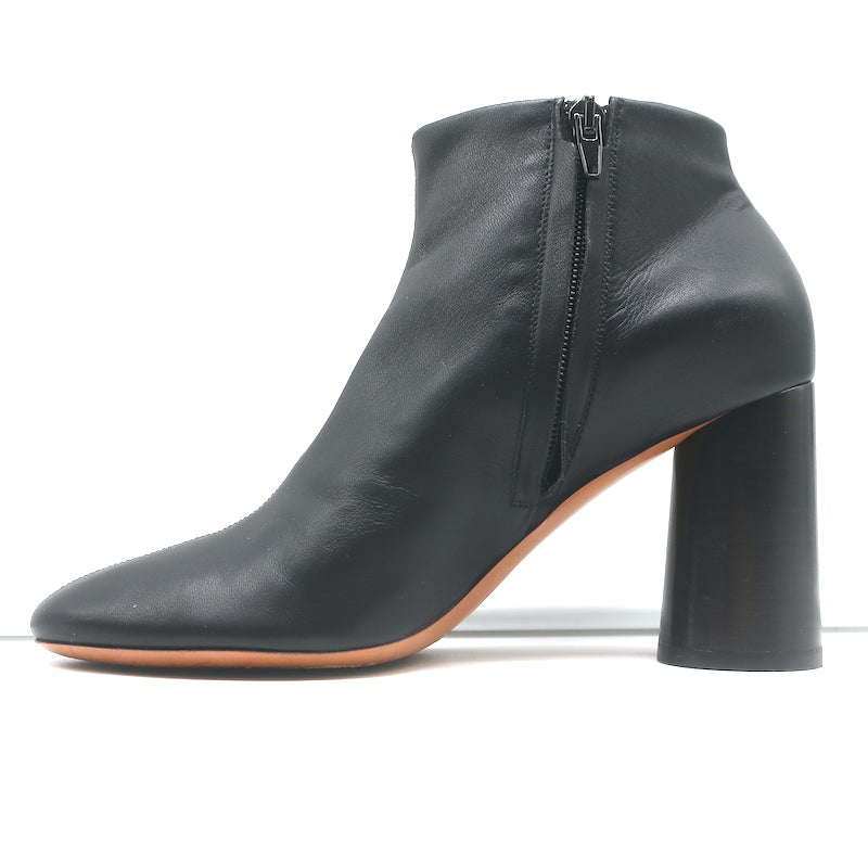 Celine Booties Black Leather Size 38.5 High Heel Ankle Boots