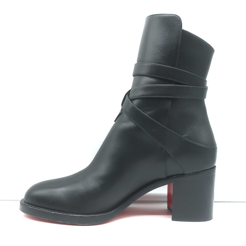 Christian Louboutin Karistrap Ankle Boots Black Leather Size 38.5